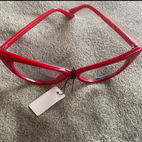 RED VINTAGE LOOK CAT EYE  FRAME BLUE LIGHT BLOCKING GLASSES.…NEW - Picture 5 of 12